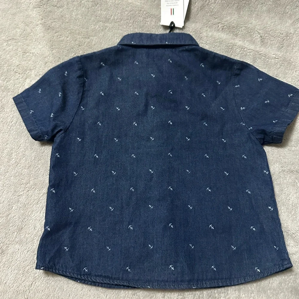 Daniele Alessandrini Blue Button Down Shirt Nautical Design nwt - Picture 2 of 7